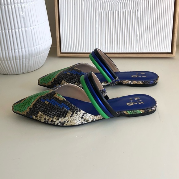 Mix No. 6 New Izabela snake skin blue green black flats Size 6 - Picture 9 of 17